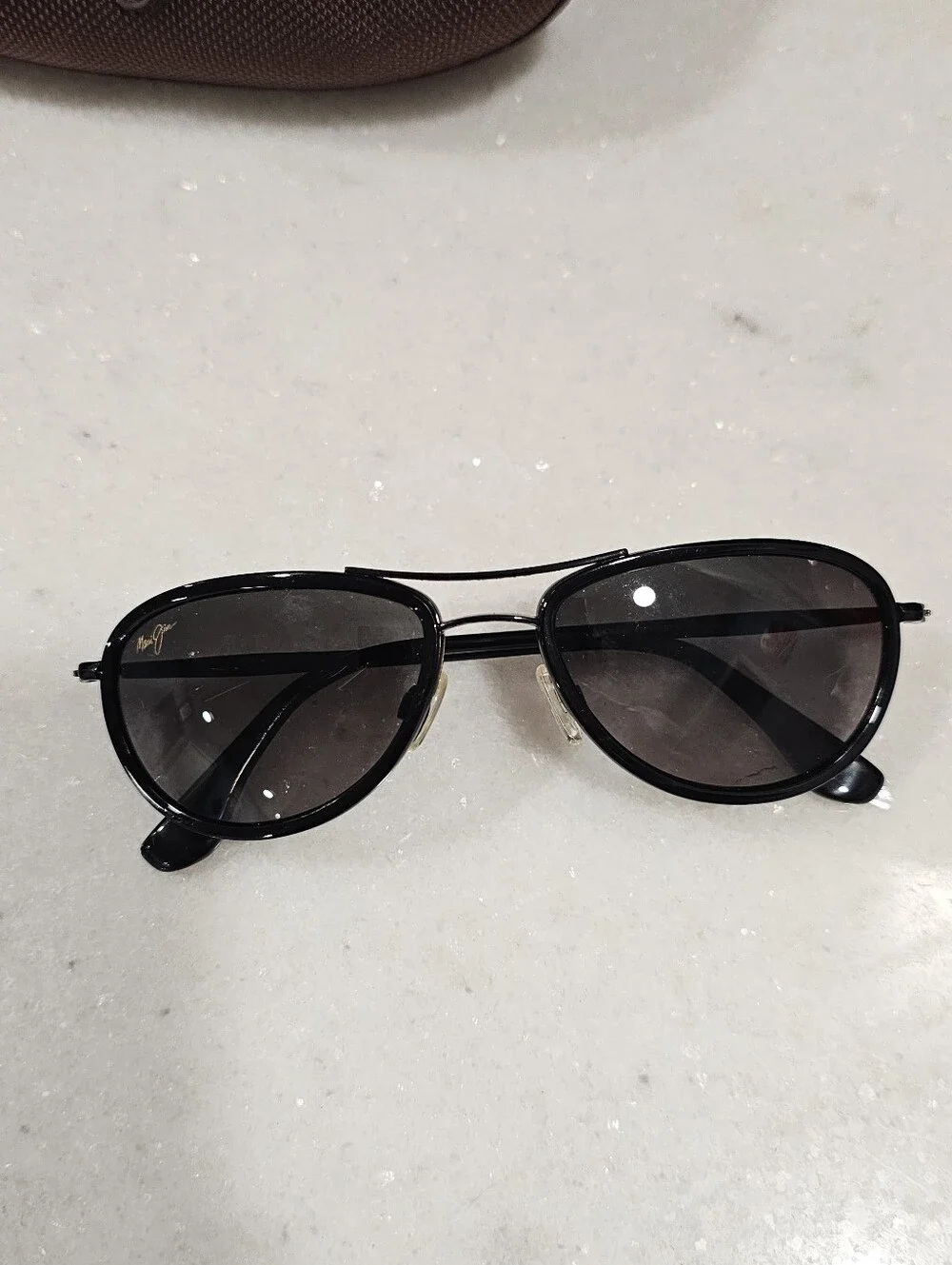 Maui Jim Small Kine MJ-251-02D Black Titanium Sunglasses w/ Case & Bag
